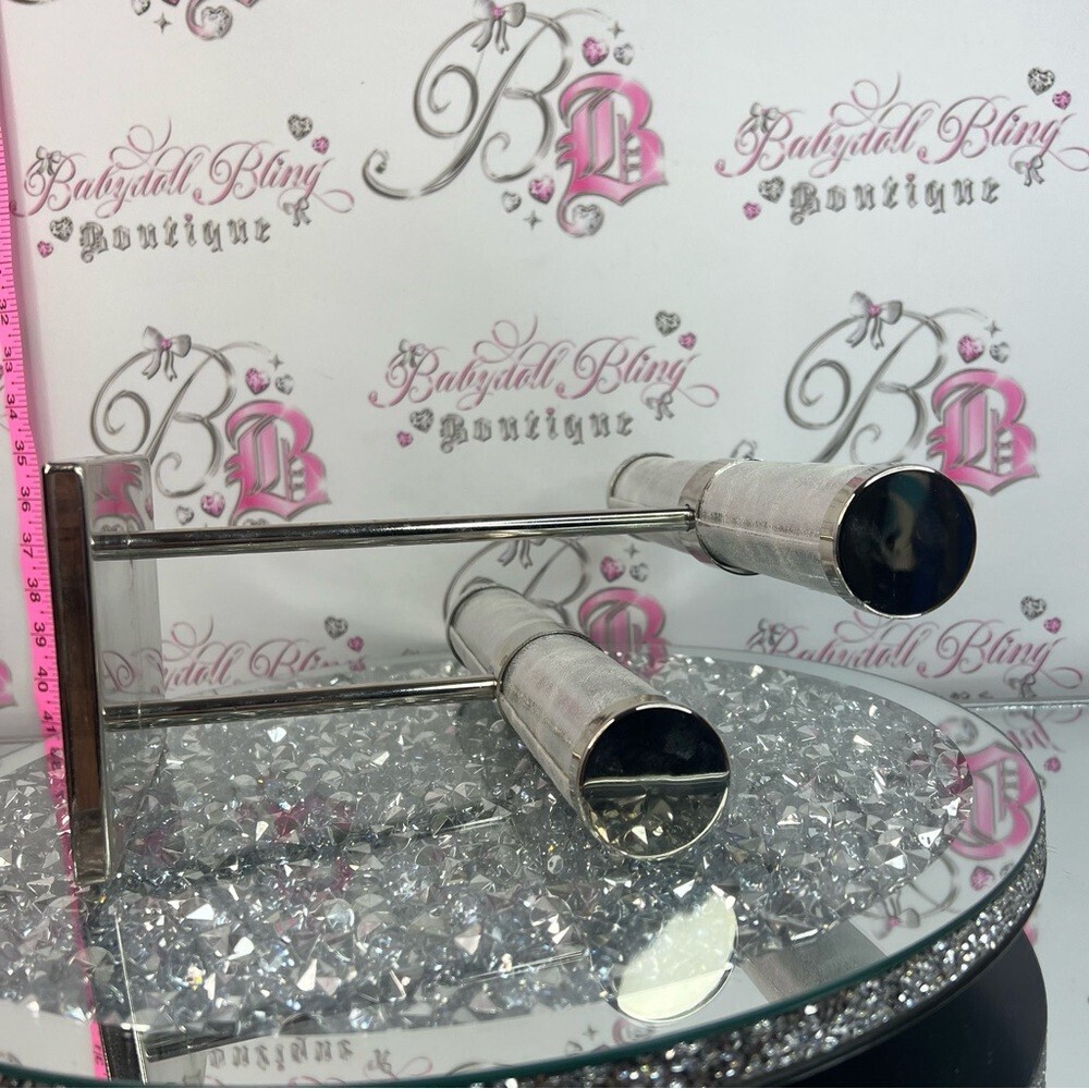 Two-Tier Silver Jewelry T-Bar Display Stand - Picture 6 of 8